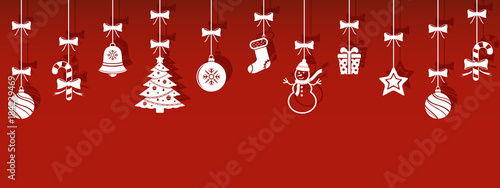 Christmas hanging ornaments with shadow vector background