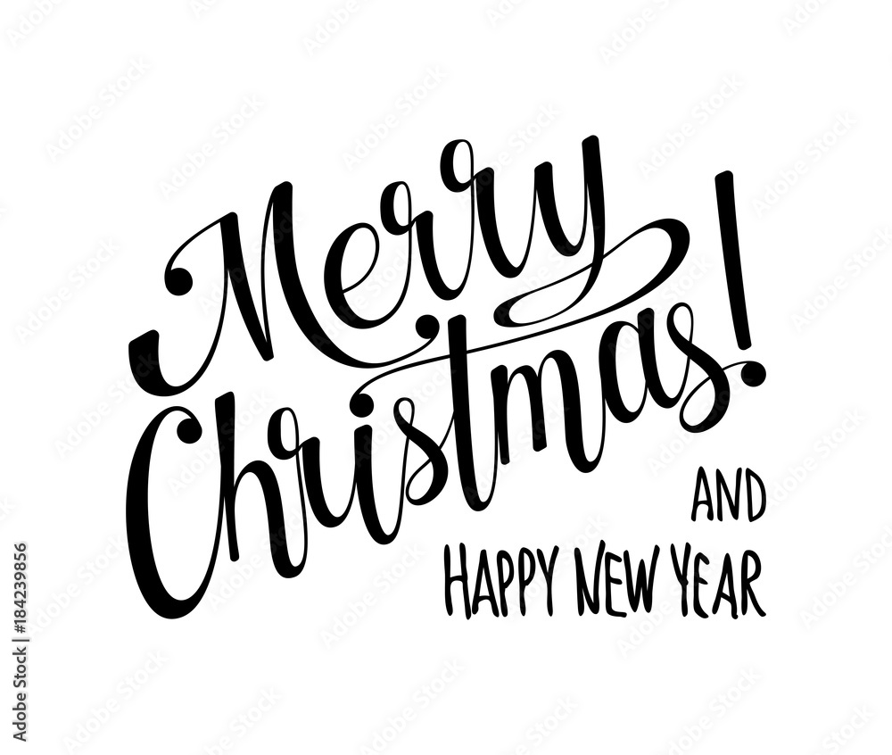 Vecteur Stock Merry Christmas And Happy New Year Lettering Calligraphy Text For Design Card