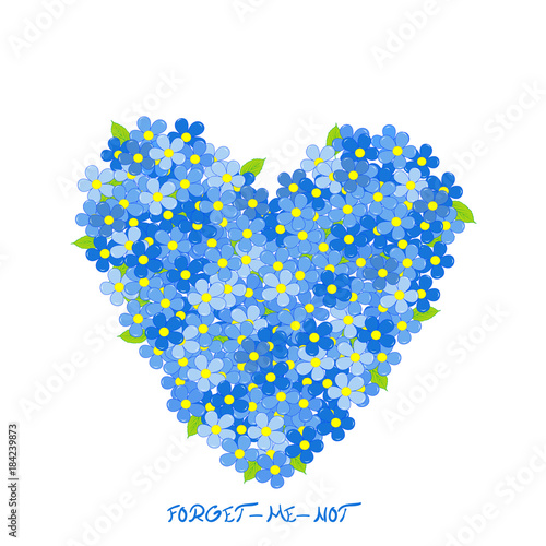 Heart made of forget-me-not flowers