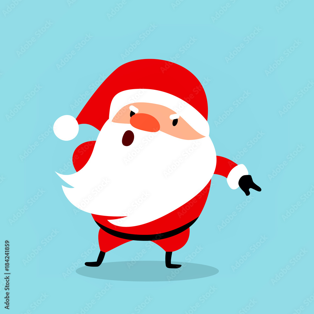 Funny Santa Claus gets angry, points with his finger, commands. Christmas vector illustration Funny Santa Claus gets angry, points with his finger, commands. Christmas vector illustration