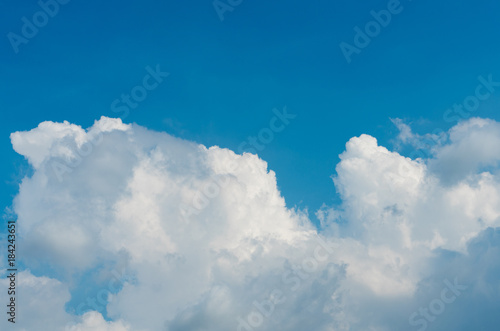 The vast blue sky and cloud sky in landscape view. Blue sky background view with white clouds and copy space. Blue sky concept.