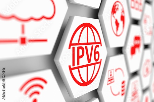 IPV6 concept cell blurred background 3d illustration photo