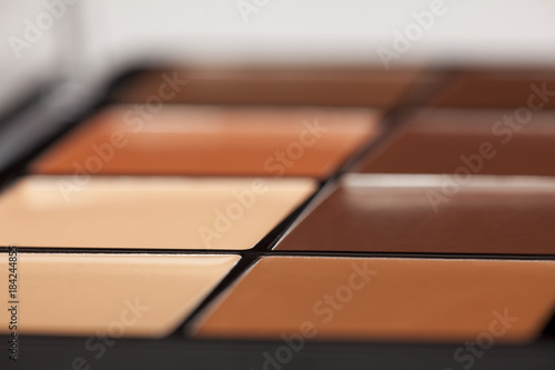 palette of eight different contour shades on white background photo