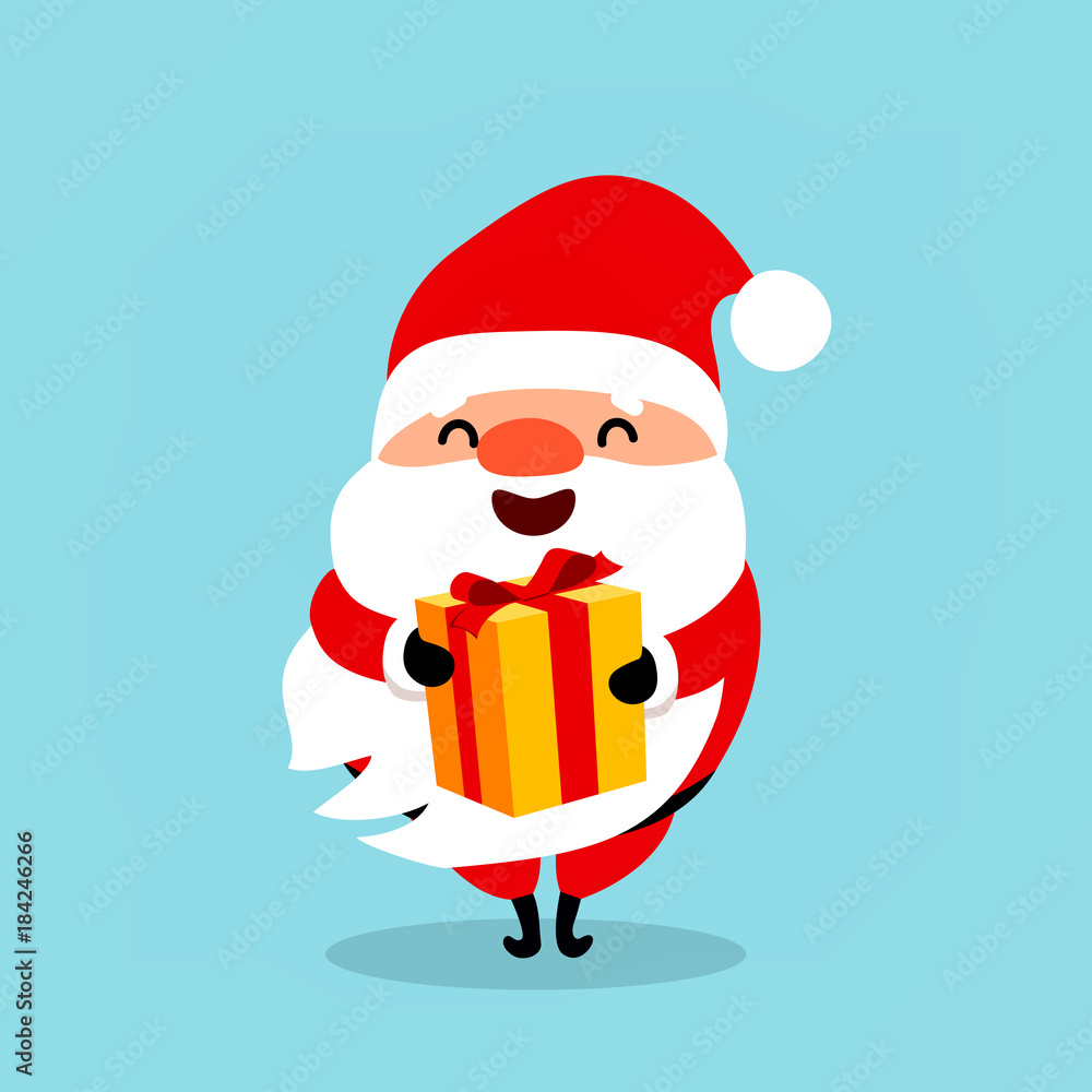 Funny Santa Claus with a gift. Element from the New Year's collection of characters Funny Santa Claus with a gift. Element from the New Year's collection of characters