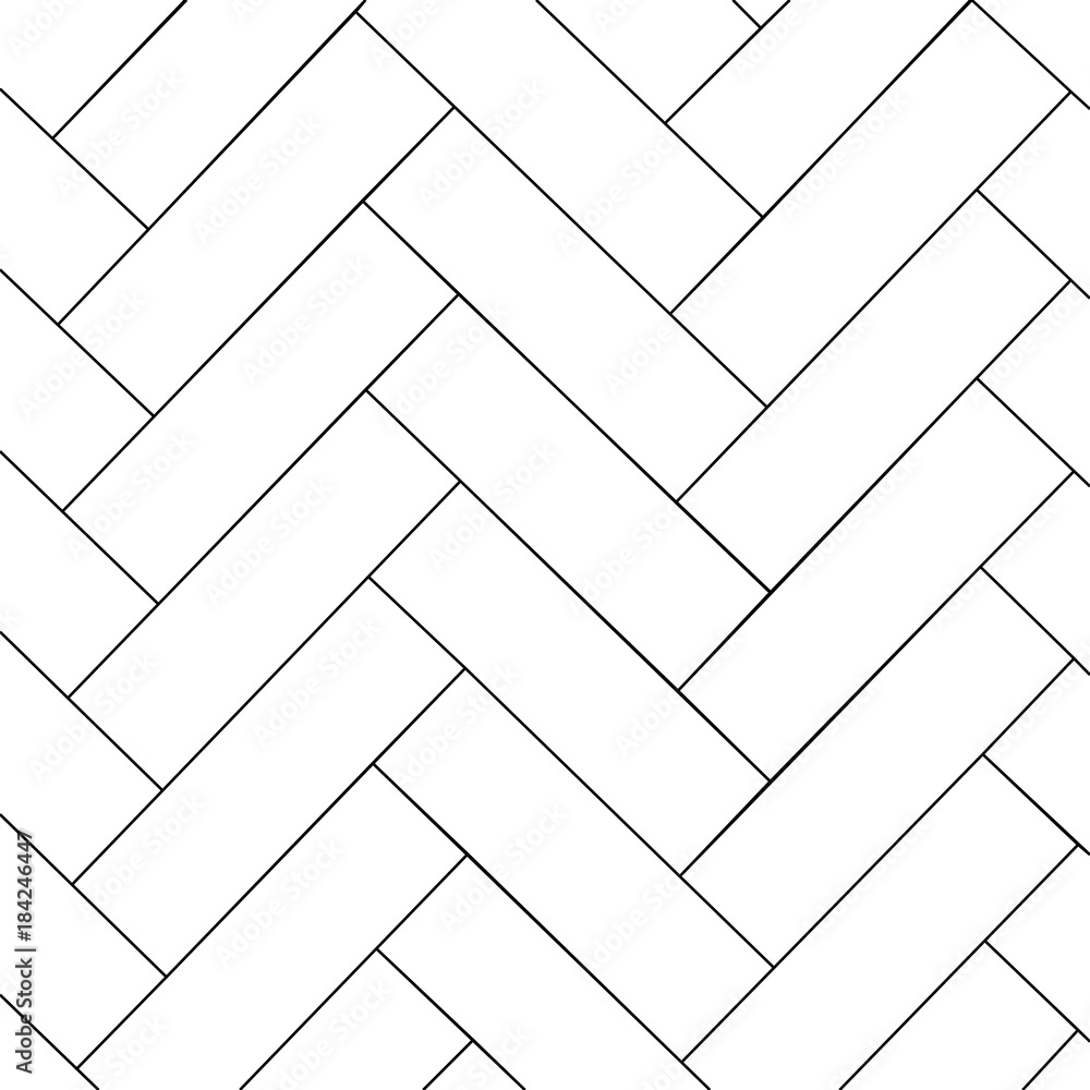 Simple outline parquet pattern. Zigzag geometric background. Vector illustration - obrazy, fototapety, plakaty 