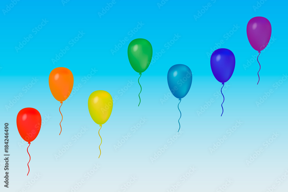 Rainbow set of balloons for your projects. Vector illustration.