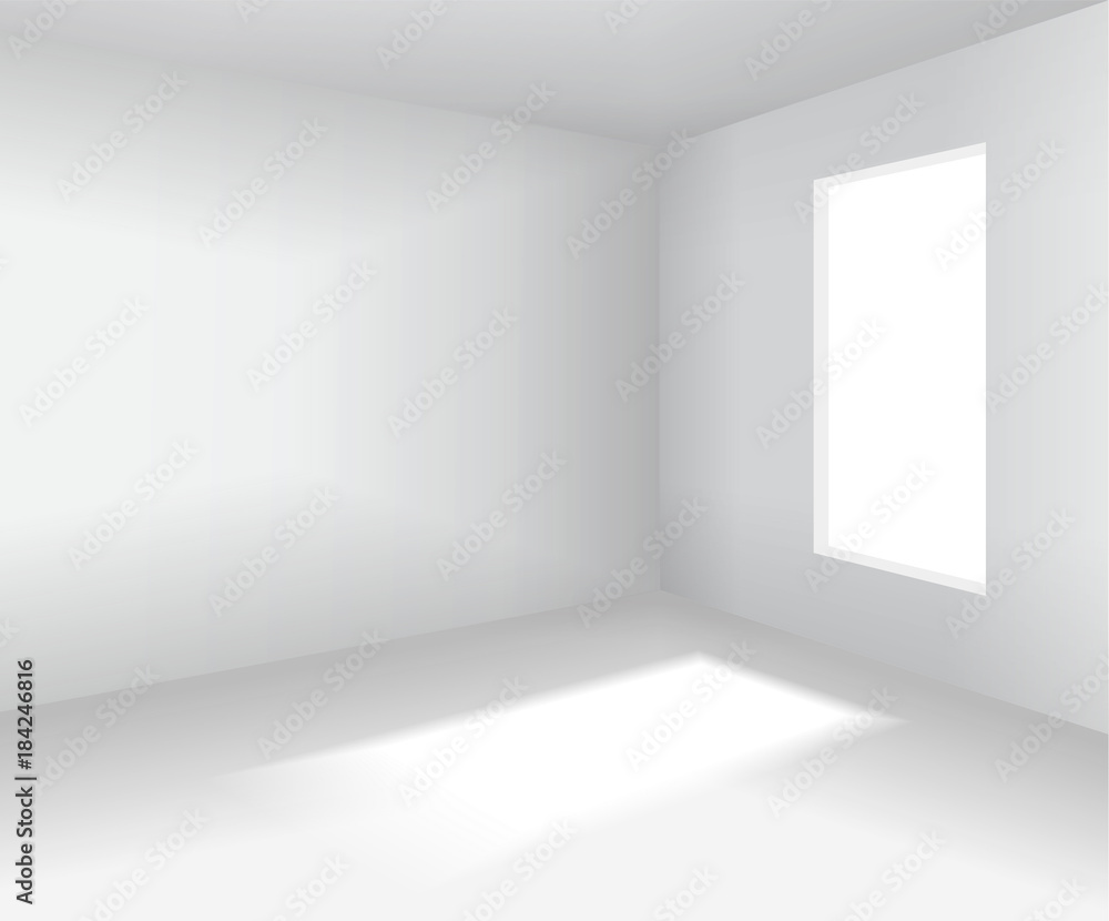 Obraz premium Empty white room. 3d blank interior Vector illustration