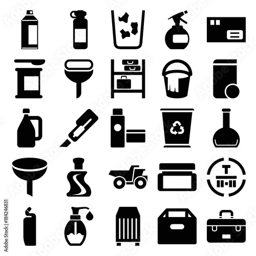 Set of 25 container filled icons