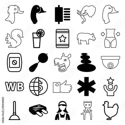 Set of 25 logo filled and outline icons