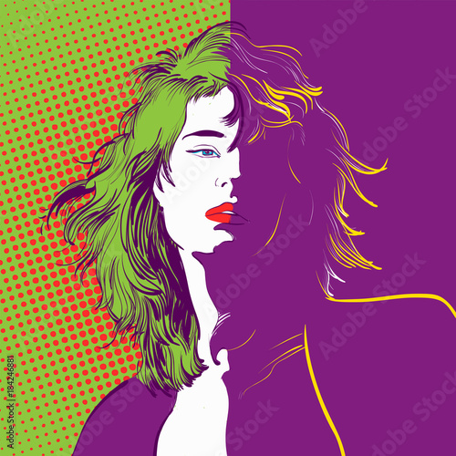 Beautiful Female Character. Femme fatale. Wall decoration.