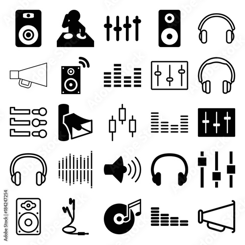 Set of 25 volume filled and outline icons