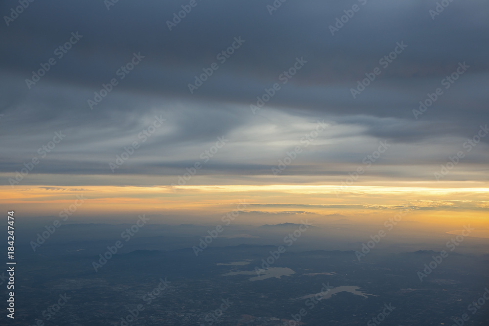 Aerial view from above,beautiful sunrise.