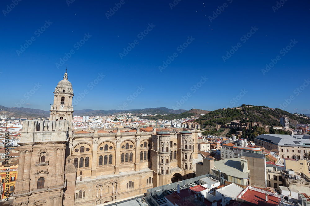Malaga skyline with Cathedral tower in background