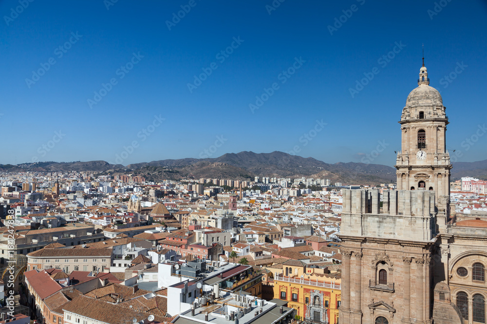 Malaga skyline with Cathedral tower in background