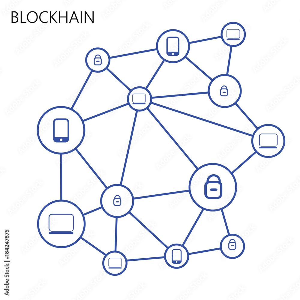 Blockchain Illustration on white background Blockchain Illustration on white background