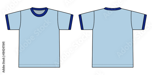 Ringer tshirts illustration (light blue x blue). 