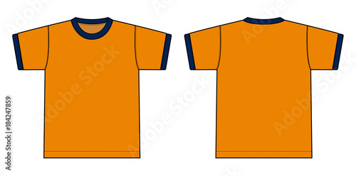 Ringer tshirts illustration (orange x navy blue). 