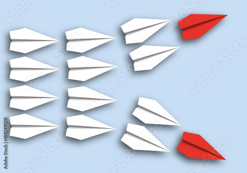 origami - concept - idée - désaccord - séparation - symbole - avion de papier - incompatible