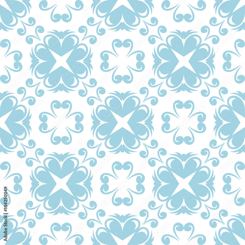 Blue floral seamless pattern on white background Blue floral seamless pattern on white background