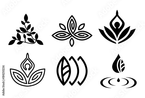 Set of beautiful yoga and spa symbols and logotypes vector