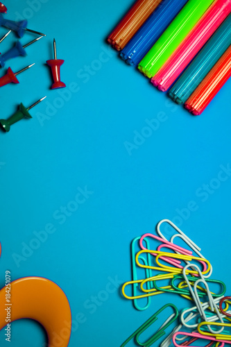 stationery accessories on a colored background