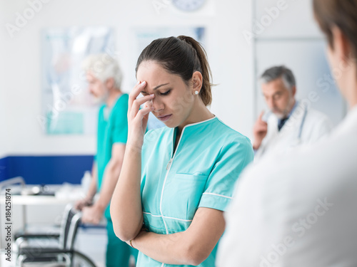 Healthcare worker having an headache