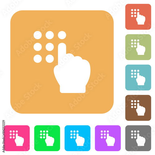 Typing security code rounded square flat icons