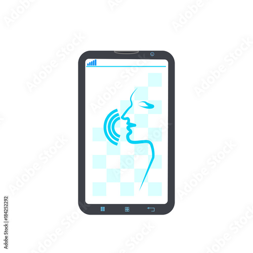 Cell Smart Phone Recording Voice Modern Identification Control System Concept Flat Vector Illustration