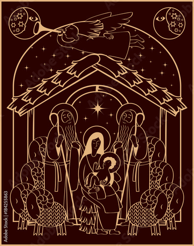 Valokuvatapetti Vector illustration on the theme of christmas and new year