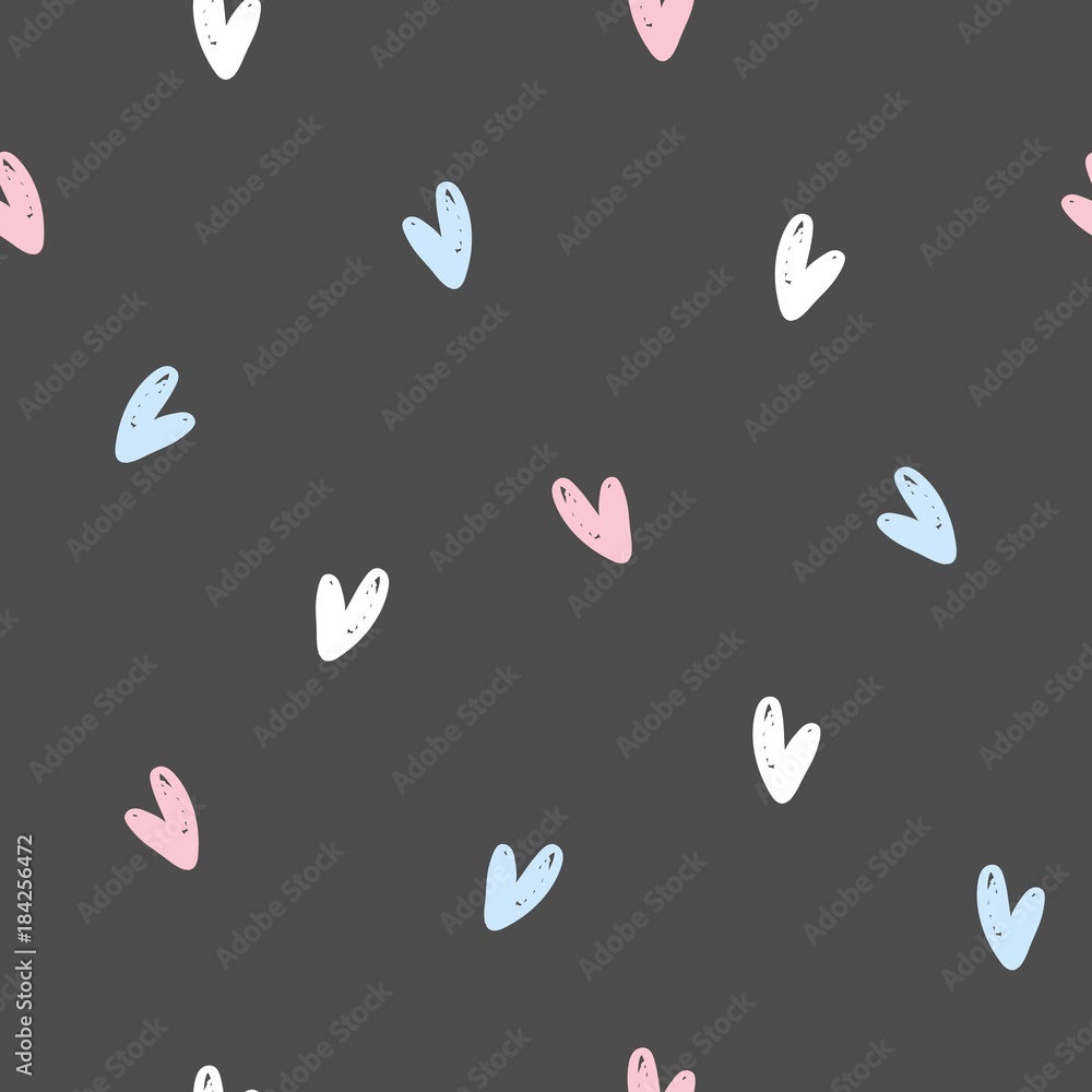 Abstract seamless pattern with hand drawn hearts. Ink illustration. Background for Valentine's Day. Abstract seamless pattern with hand drawn hearts. Ink illustration. Background for Valentine's Day.
