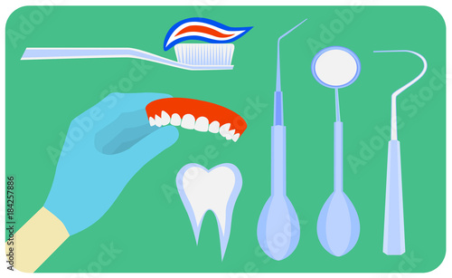 Flat dental instruments set