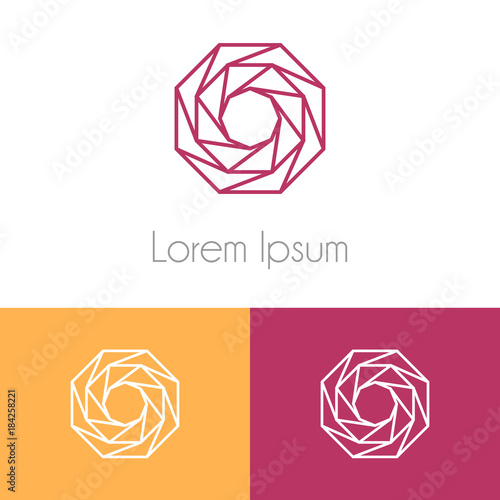 Colorful logo template, geometrical symbol with two preview monochrome for company brand