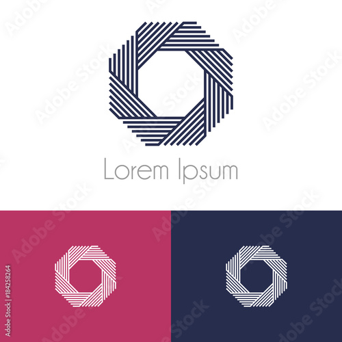 Colorful logo template, geometrical symbol with two preview monochrome for company brand