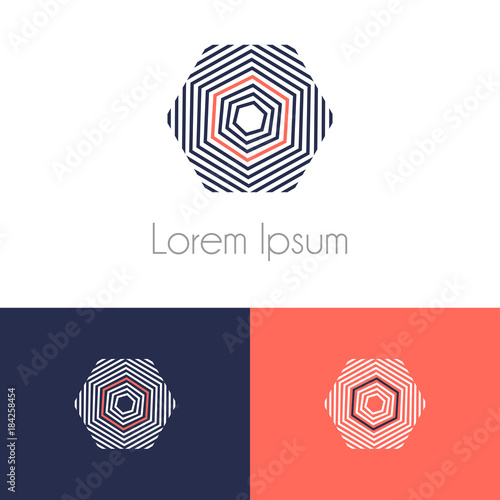 Colorful logo template, geometrical symbol with two preview monochrome for company brand