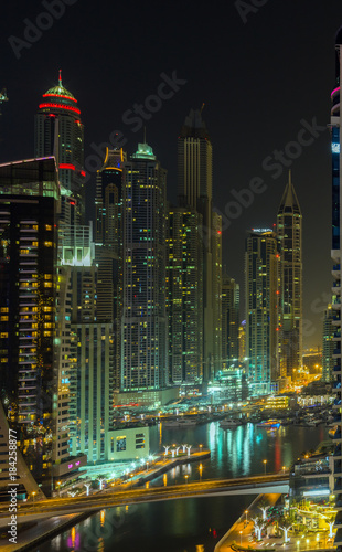 Modern buildings in Dubai, skyscrapers architecture desert locations UAE.