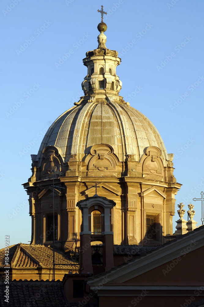 Rome (Italy). Dome of the Church of San Lucas and Santa Martina in the city of Rome