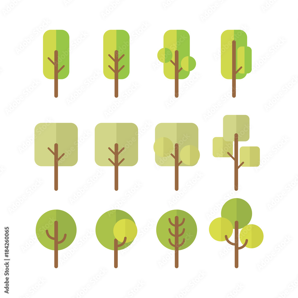 Set of tree illustration vector Set of tree illustration vector