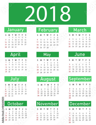 Calendar for 2018 vector illustration