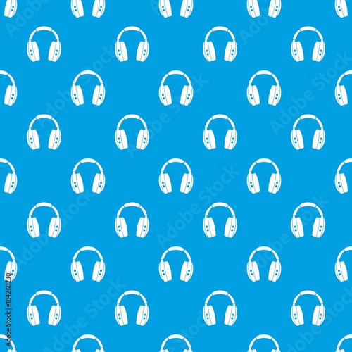 Headphones pattern seamless blue