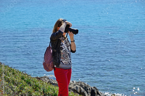 Photographing at the sea coast