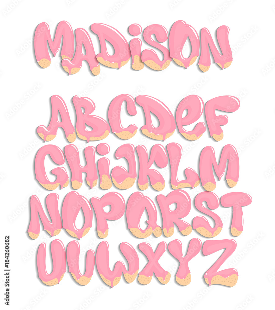Vector of stylized melted font and alphabet , liquid font style.