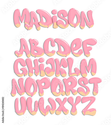 Vector of stylized melted font and alphabet , liquid font style.