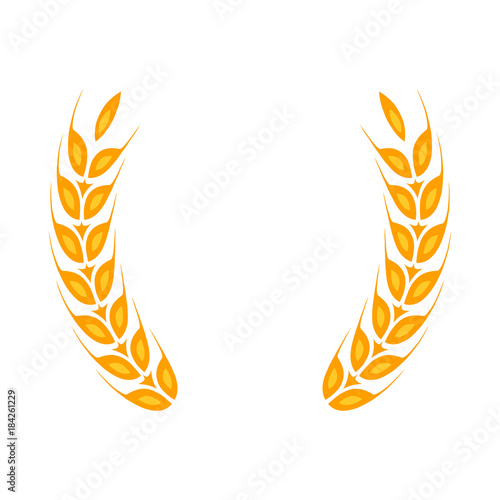 Gold laurel wreath - a symbol of the winner. Wheat ears icon.