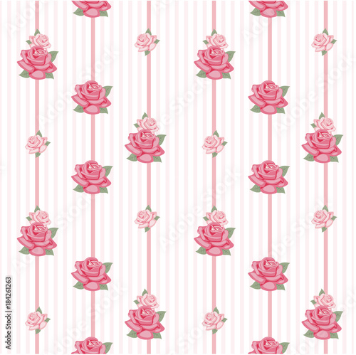 Seamless pattern with pink rose,New year holiday vector illustration3