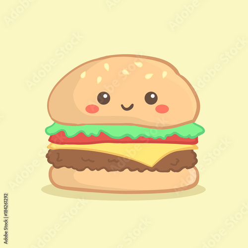 Cute Hamburger Burger Food Vector Illustration Cartoon