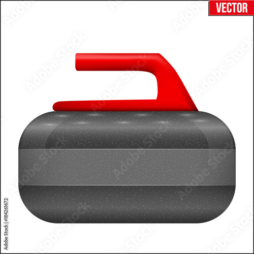 Curling Stone with handle. Equipment for sport game. Vector Illustration isolated on white background.