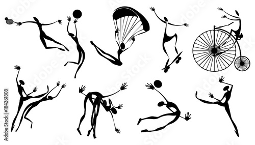 Cave paintings Sports art silhouette men vector isolated