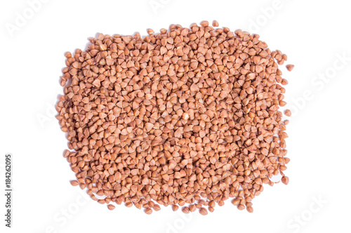 Buckwheat grains isolated on white background