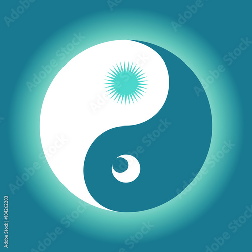 Symbol Yin yang as day and night. Abstract sign vector illustration