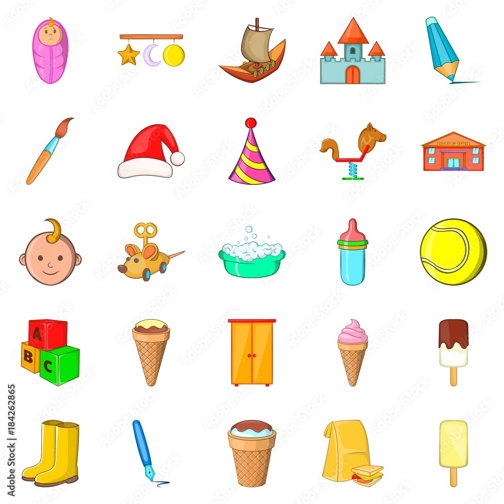 Babe icons set, cartoon style Babe icons set, cartoon style